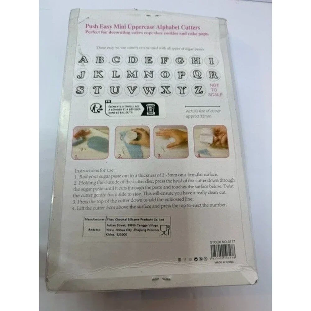 26pc Plastic Mini Uppercase Alphabet Symbol Cookie Cutters Set, NIB